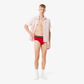3-pack bomullskalsonger med logotyp i midjan för män
