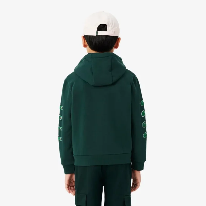 Barnens tryckta fleece-hoodie med dragkedja Barnens tryckta fleece-hoodie med dragkedja