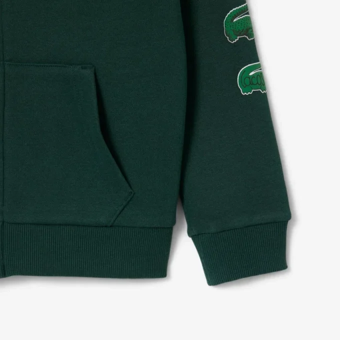 Barnens tryckta fleece-hoodie med dragkedja Barnens tryckta fleece-hoodie med dragkedja