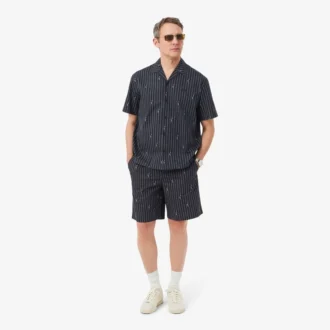 Bomullsshorts med krokodiltryck och ränder