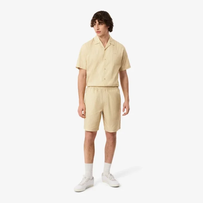 Bomullsshorts med krokodiltryck och ränder Bomullsshorts med krokodiltryck och ränder