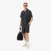 Bomullsshorts med krokodiltryck och ränder Bomullsshorts med krokodiltryck och ränder