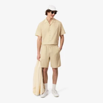 Bomullsshorts med krokodiltryck och ränder