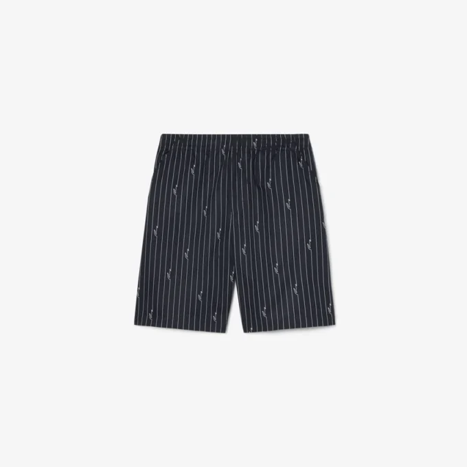 Bomullsshorts med krokodiltryck och ränder Bomullsshorts med krokodiltryck och ränder