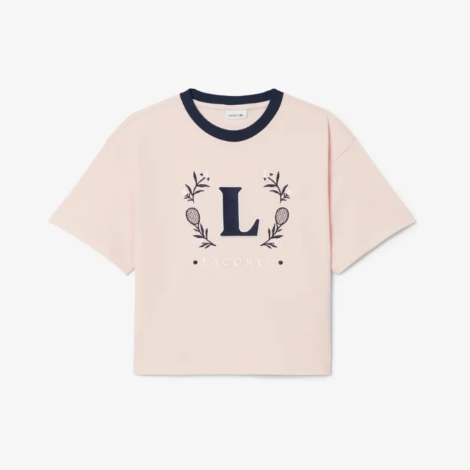Bomullst-shirt med kontrastmärke Bomullst-shirt med kontrastmärke
