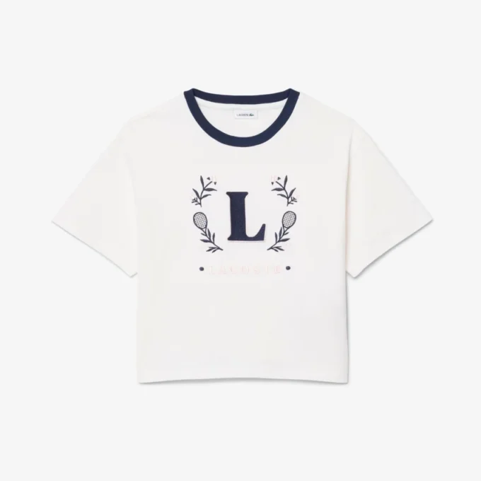 Bomullst-shirt med kontrastmärke Bomullst-shirt med kontrastmärke