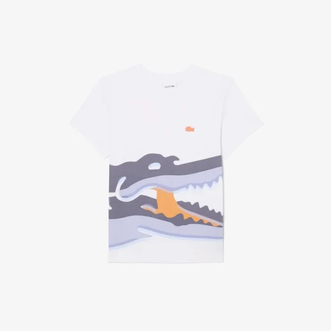 Bomullst-shirt med krokodiltryck Bomullst-shirt med krokodiltryck