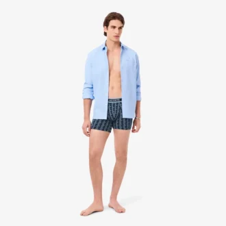Boxerkalsonger i stretchbomull med monogram för herr Boxerkalsonger i stretchbomull med monogram för herr