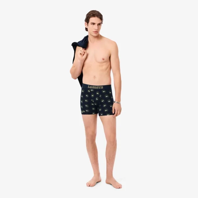 Boxerkalsonger i stretchbomull med tryck för herr