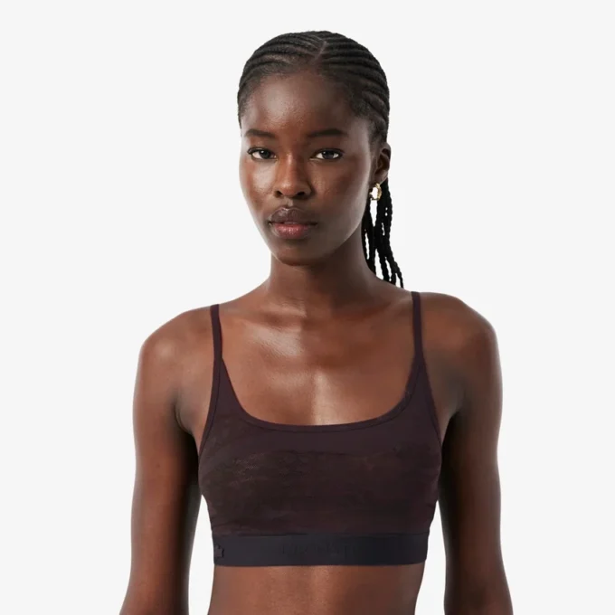 Bralette i mesh med krokodilmotiv Bralette i mesh med krokodilmotiv