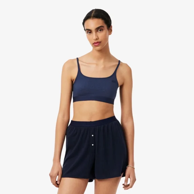Bralette med Pointelle-mönster och logotyp Bralette med Pointelle-mönster och logotyp