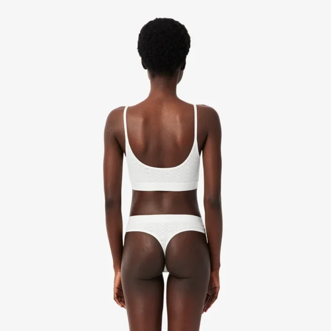 Bralette med Pointelle-mönster och logotyp Bralette med Pointelle-mönster och logotyp