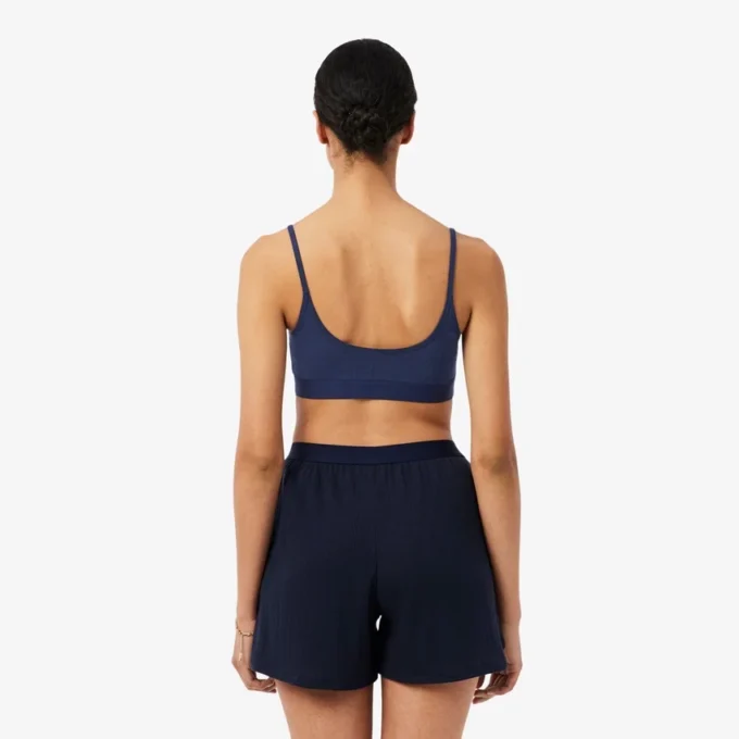 Bralette med Pointelle-mönster och logotyp Bralette med Pointelle-mönster och logotyp