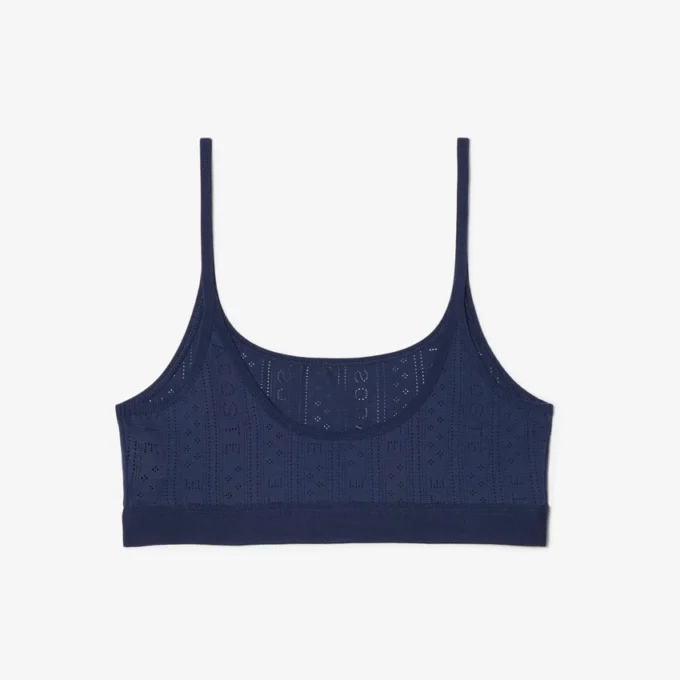 Bralette med Pointelle-mönster och logotyp Bralette med Pointelle-mönster och logotyp