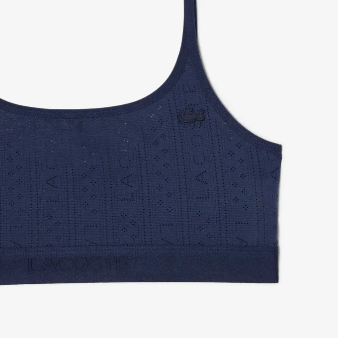 Bralette med Pointelle-mönster och logotyp Bralette med Pointelle-mönster och logotyp