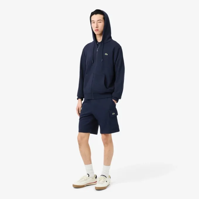 Cargoshorts i bomullsfleece för herr