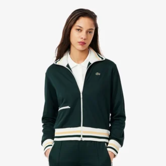 Dam-Sweatshirt med dragkedja och randiga detaljer