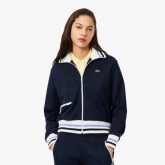 Dam-Sweatshirt med dragkedja och randiga detaljer