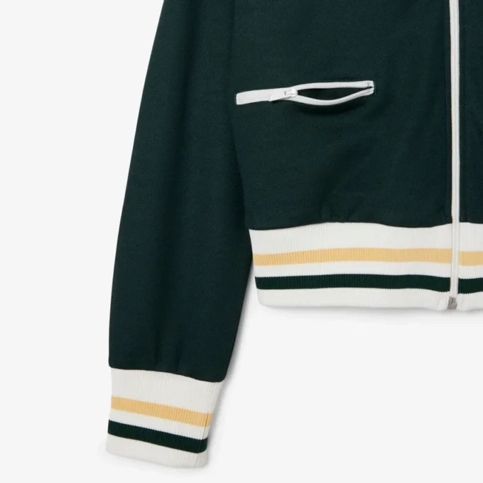 Dam-Sweatshirt med dragkedja och randiga detaljer Dam-Sweatshirt med dragkedja och randiga detaljer