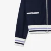 Dam-Sweatshirt med dragkedja och randiga detaljer Dam-Sweatshirt med dragkedja och randiga detaljer