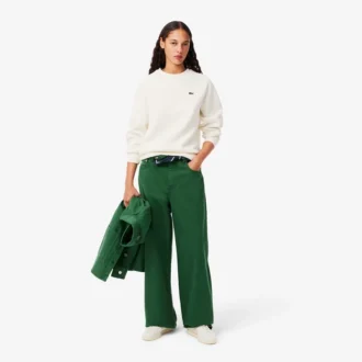 Dam-Sweatshirt med rund hals och piqué-mönster