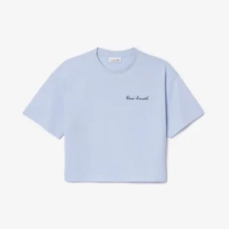 Dam-T-shirt i bomull med märkeslogotyp och avslappnad passform