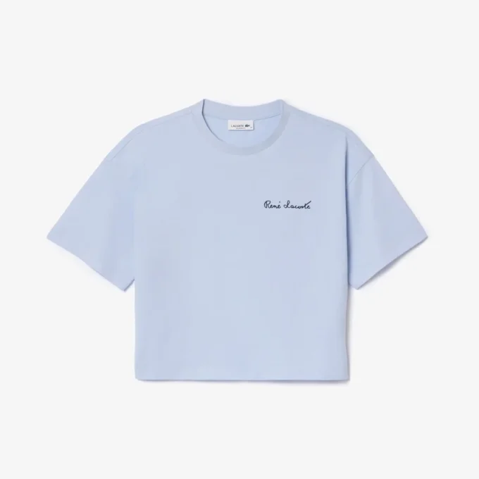 Dam-T-shirt i bomull med märkeslogotyp och avslappnad passform Dam-T-shirt i bomull med märkeslogotyp och avslappnad passform