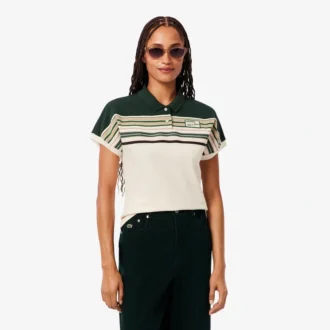 Dam, tillverkad i Frankrike, slim fit, randig pikétröja