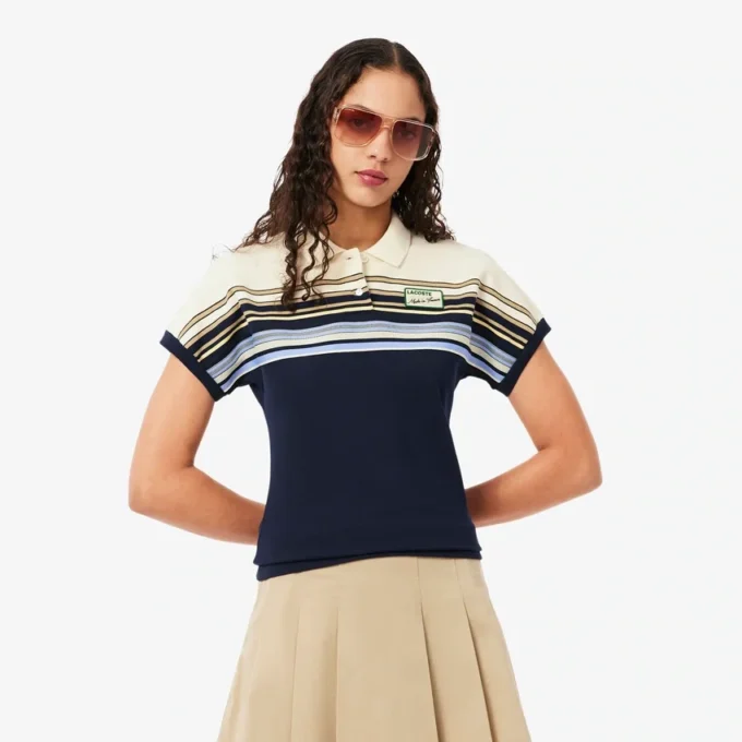 Dam, tillverkad i Frankrike, slim fit, randig pikétröja Dam, tillverkad i Frankrike, slim fit, randig pikétröja