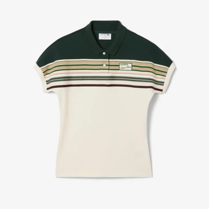 Dam, tillverkad i Frankrike, slim fit, randig pikétröja