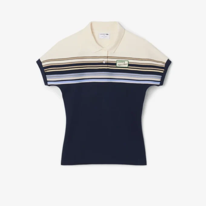 Dam, tillverkad i Frankrike, slim fit, randig pikétröja