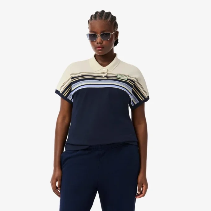 Dam, tillverkad i Frankrike, slim fit, randig pikétröja Dam, tillverkad i Frankrike, slim fit, randig pikétröja