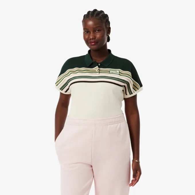 Dam, tillverkad i Frankrike, slim fit, randig pikétröja Dam, tillverkad i Frankrike, slim fit, randig pikétröja