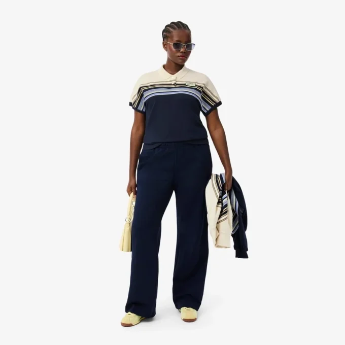 Dam, tillverkad i Frankrike, slim fit, randig pikétröja