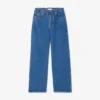 Dambyxor i denim med vid ben Dambyxor i denim med vid ben