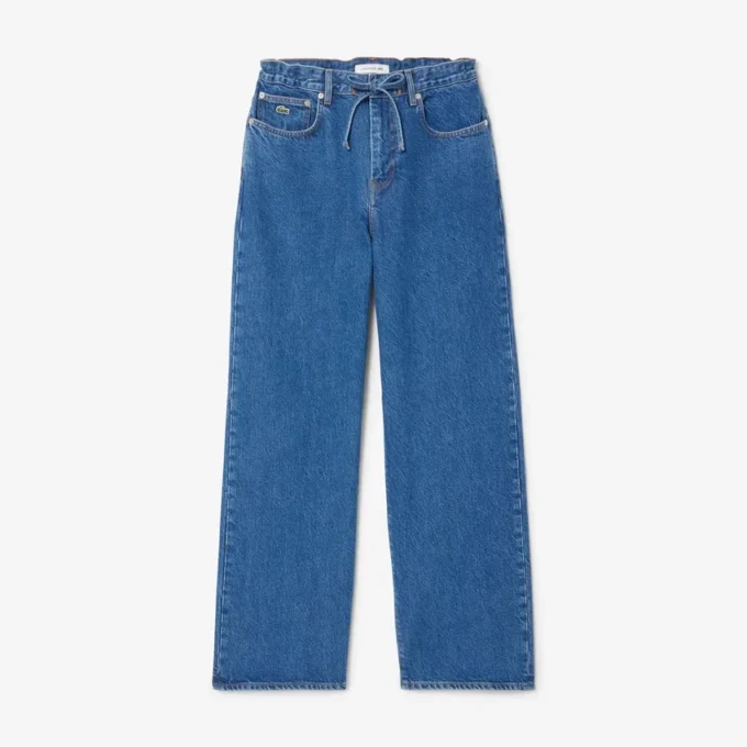 Dambyxor i denim med vid ben Dambyxor i denim med vid ben