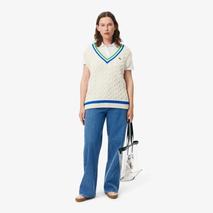 Dambyxor i denim med vid ben Dambyxor i denim med vid ben