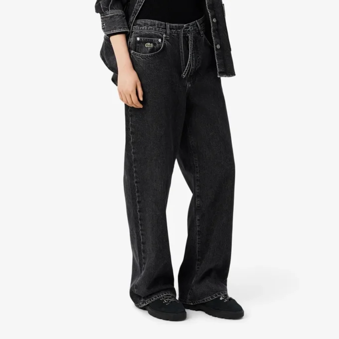Dambyxor i denim med vida ben Dambyxor i denim med vida ben