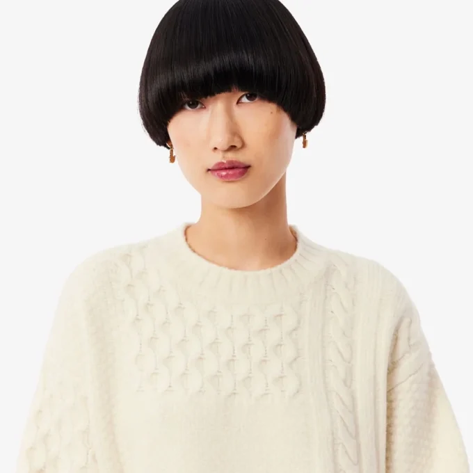 Damtröja i ull med patchwork-effekt