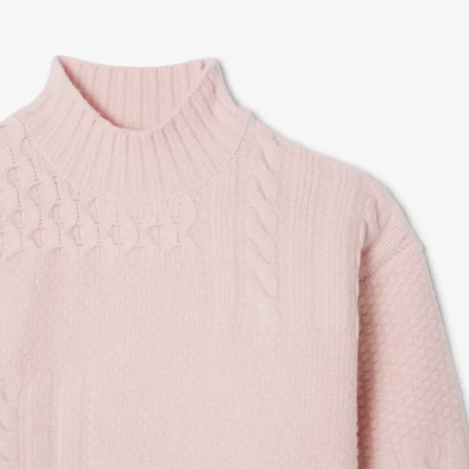 Damtröja i ull med patchwork-effekt och hög hals