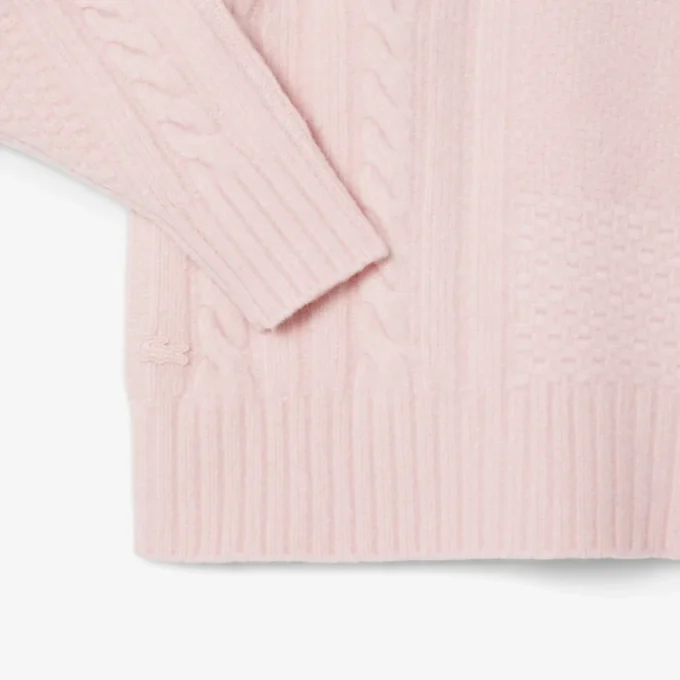 Damtröja i ull med patchwork-effekt och hög hals