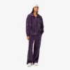 Damtröja i velour med kontrastdetaljer Damtröja i velour med kontrastdetaljer