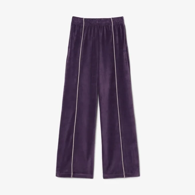 Damtröja i velour med kontrastdetaljer Damtröja i velour med kontrastdetaljer