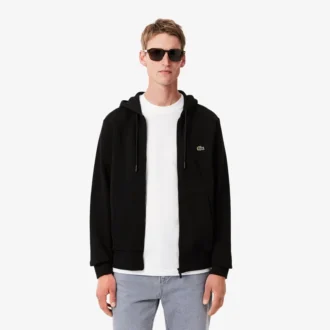 Fleece-hoodie med dragkedja för herr