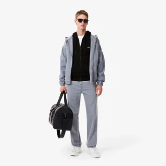 Fleece-hoodie med dragkedja för herr