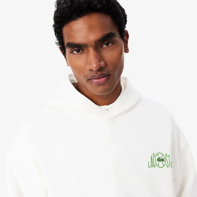 Fleece-hoodie med flera tryck Fleece-hoodie med flera tryck