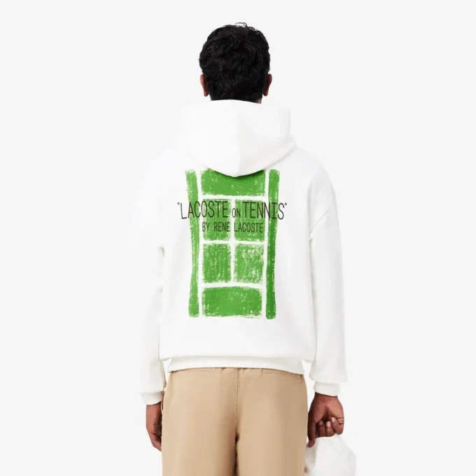 Fleece-hoodie med flera tryck Fleece-hoodie med flera tryck
