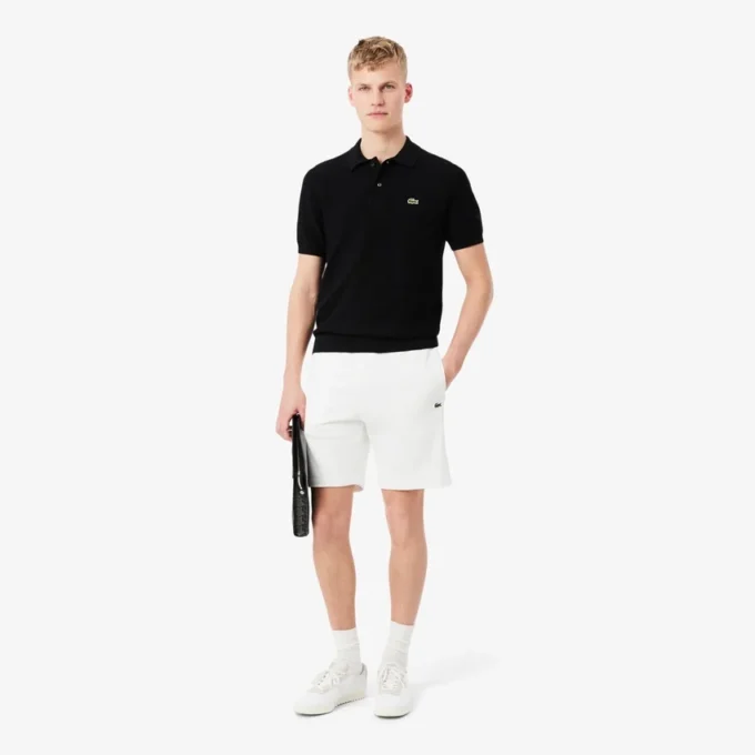 Fleece-shorts med logotyp och ränder i normal passform Fleece-shorts med logotyp och ränder i normal passform