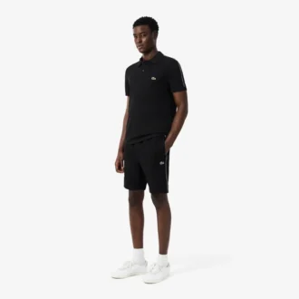 Fleece-shorts med logotyp och ränder i normal passform