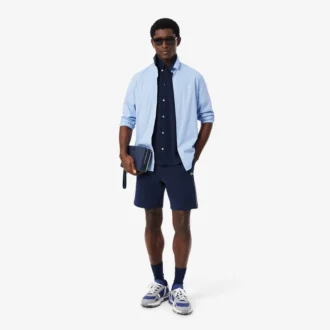 Fleece-shorts med logotyp och ränder i normal passform